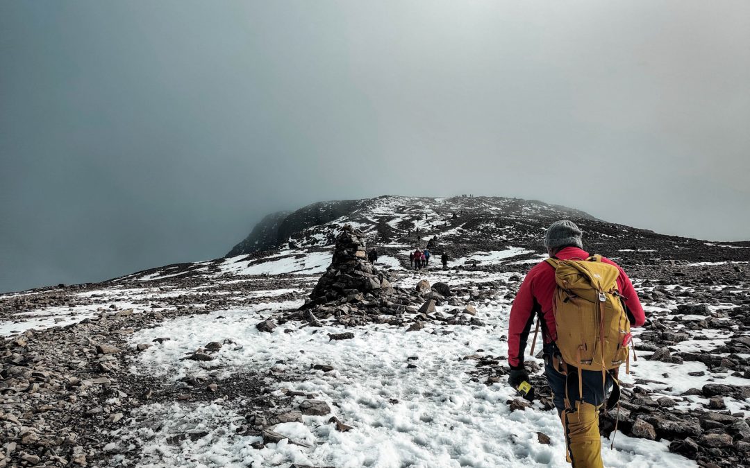 climbing Ben Nevis, the UK's highest mountain
